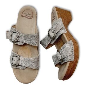 DANSKO Slip-on Comfort Chunky Heel Sandals Mule Adjustable Width Shoe 8.5 Flawed